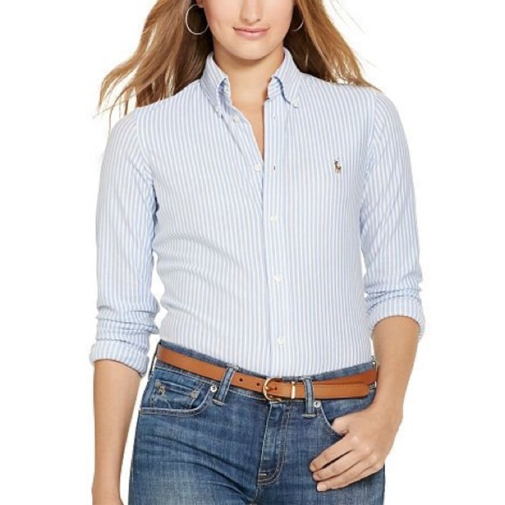 NWOT Polo Ralph Lauren blue & white stripe shirt